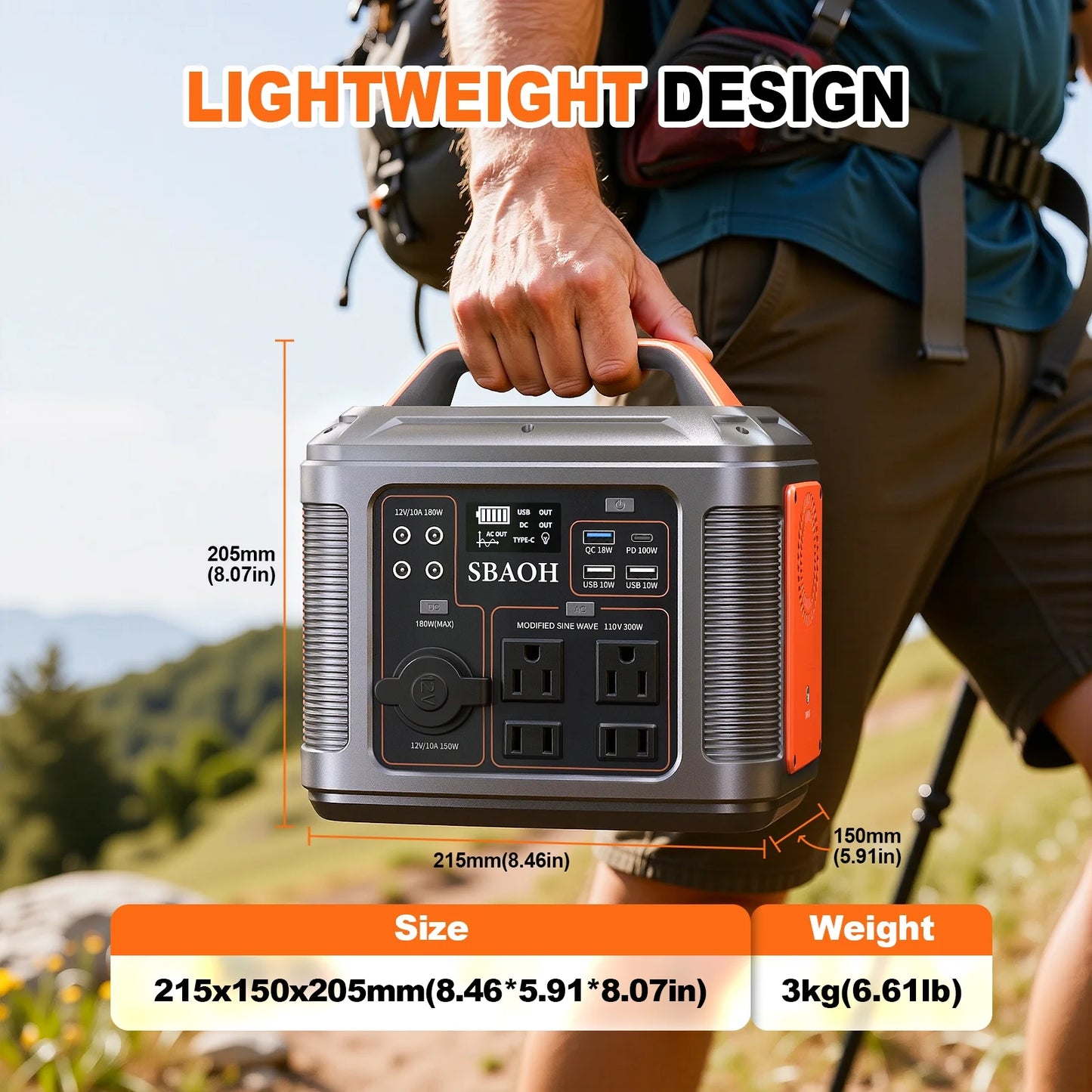 Portable Power Station P302,296Wh Lithium Battery Generator Solar with 300W AC Outlets for Outdoor Camping RV Home