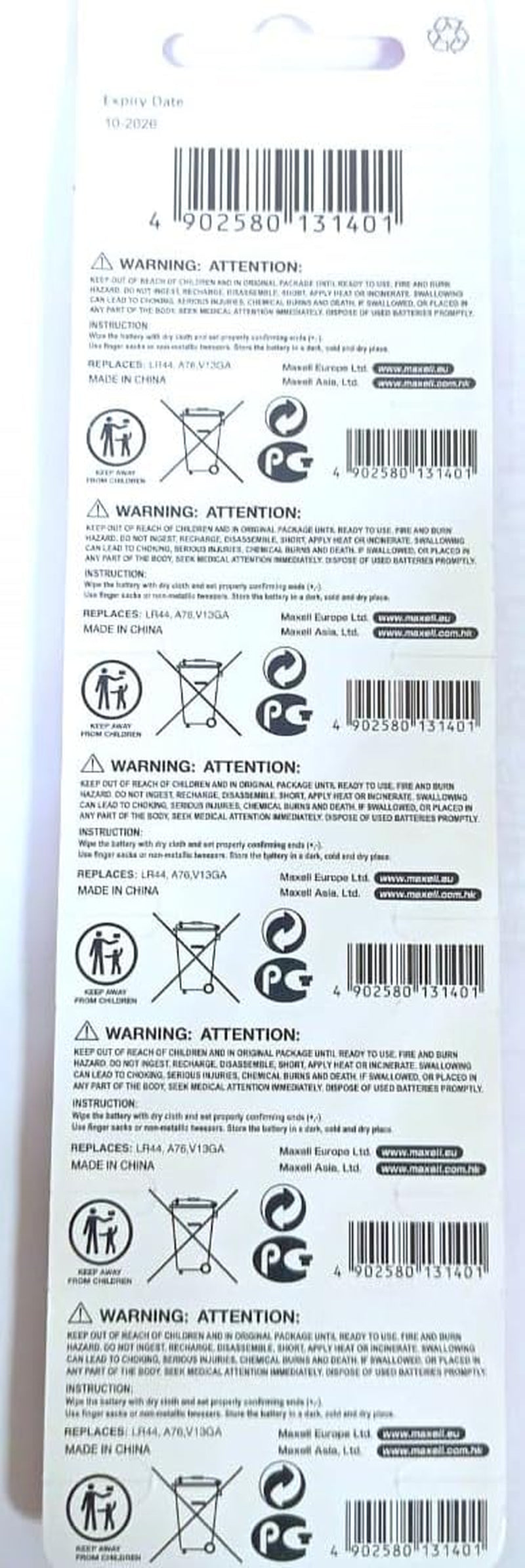 50 Pack  LR44 AG13 357 Button Cell Battery "NEW HOLOGRAM PACKAGE "