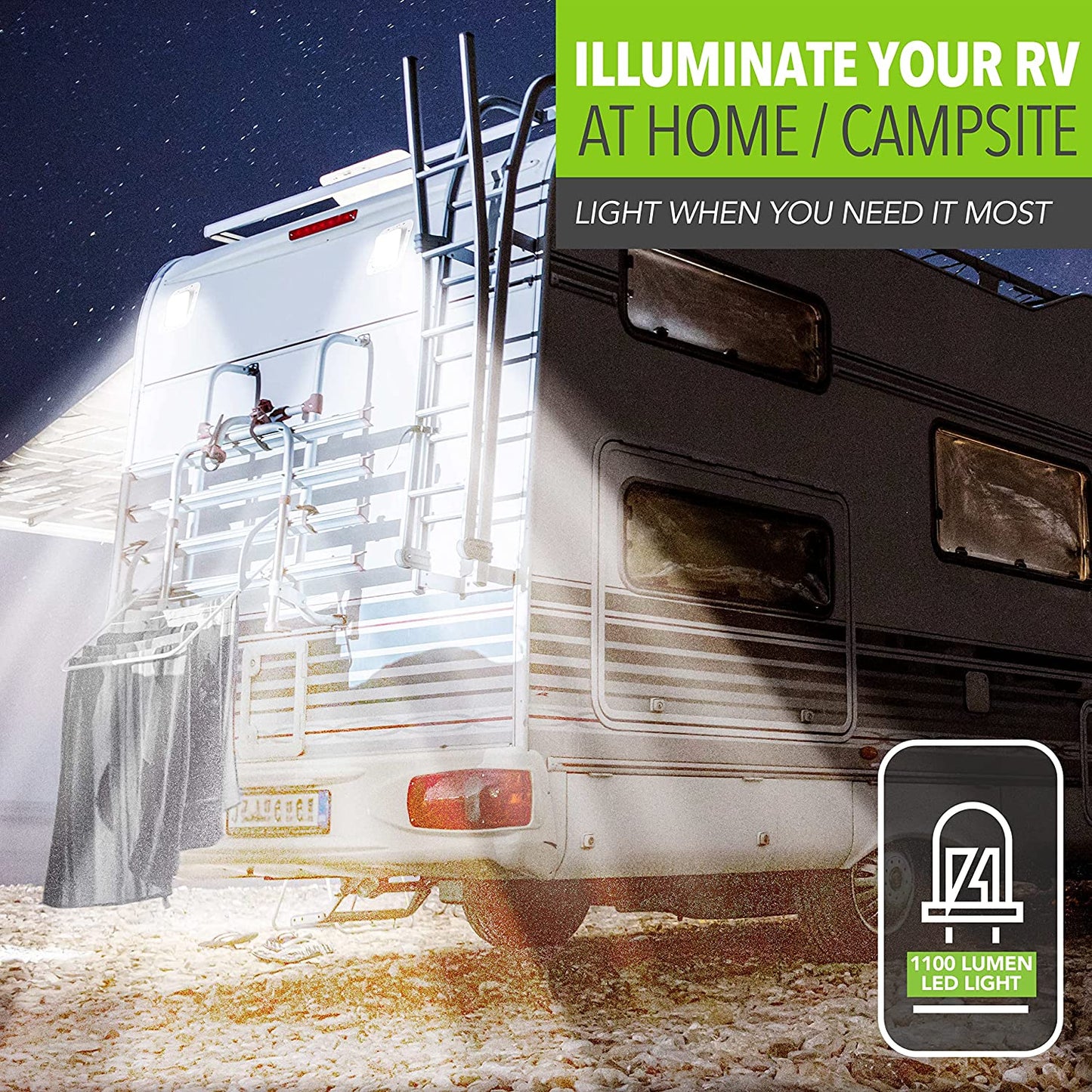 RV Exterior Surface Mount Flood Porch Utility Light - White 12V 1100 Lumen Lighting Fixture Replacement Lighting for Weekend Warrior Rvs, Trailers, Campers, 5Th Wheels