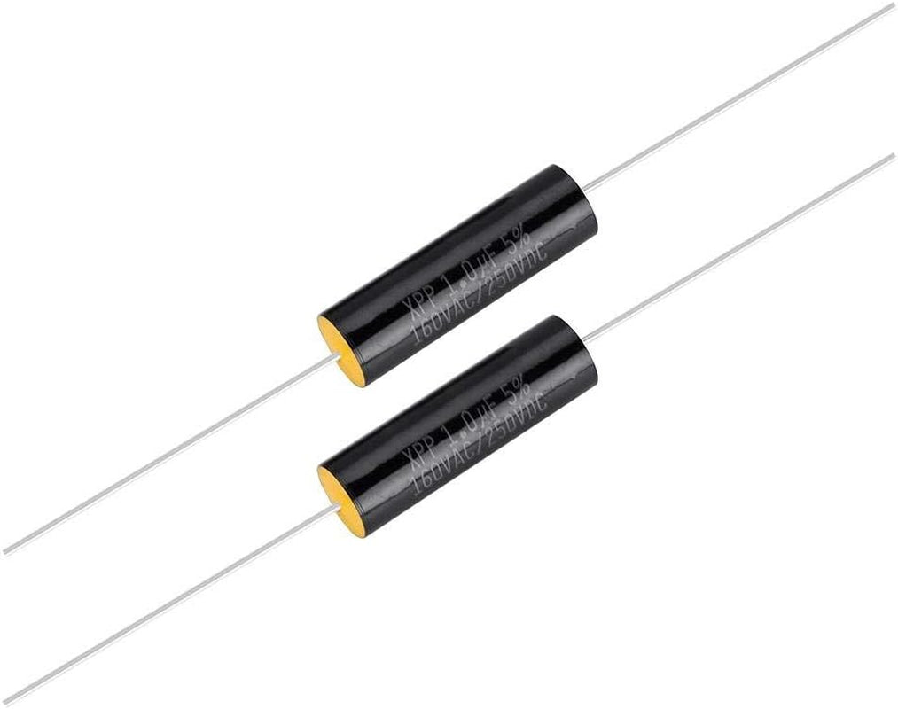 2PCS Capacitor Frequency Divider Capacitance Audio Speaker Capacitor with Pure Copper Wire Pins(1Uf)