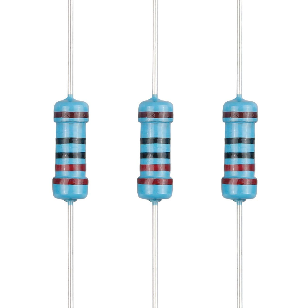 100Pcs 220 Ohm Resistor 1/2W (0.5Watt) ±1% Tolerance Metal Film Fixed Resistor, Multiple Values of Resistance Optional
