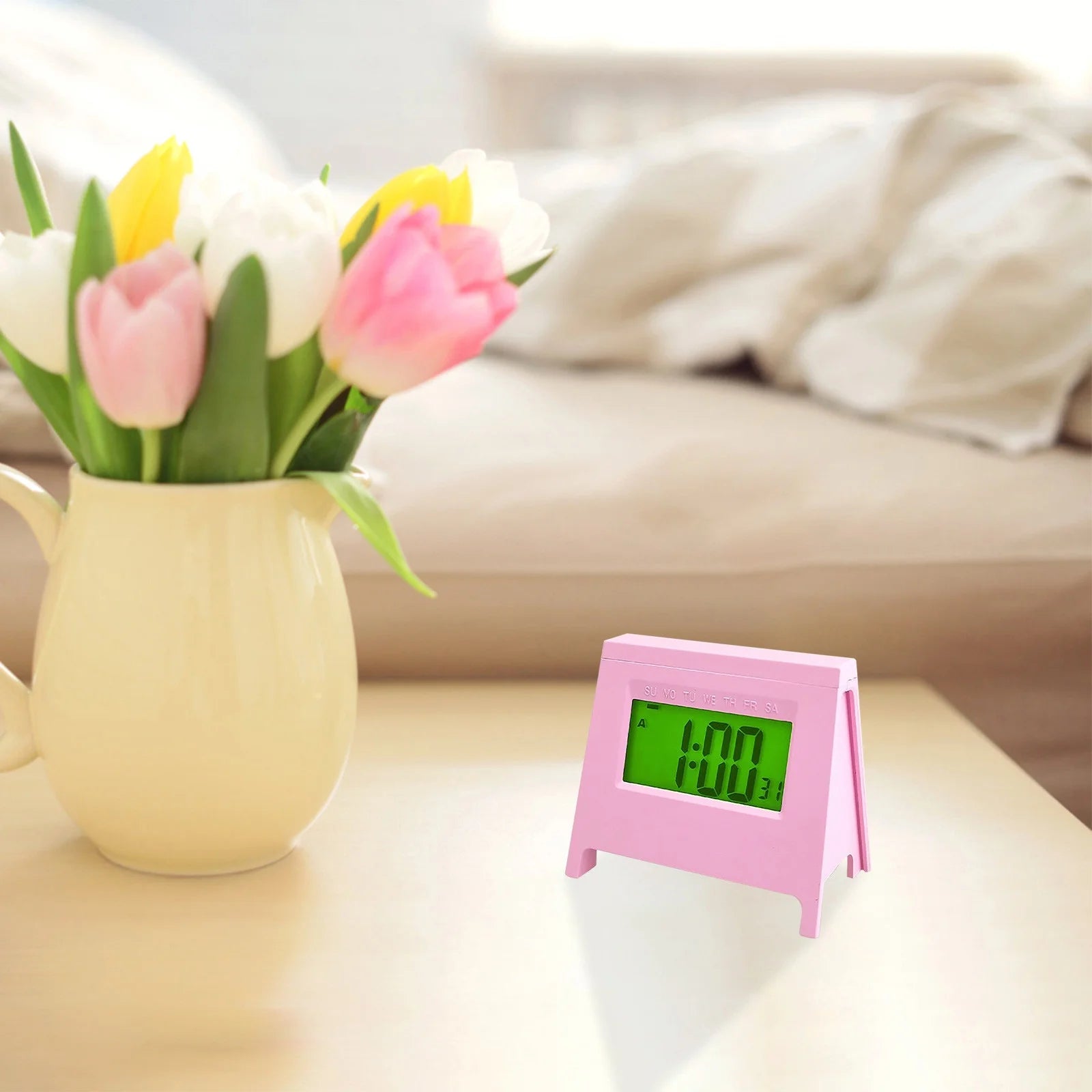 Mini LCD Student Alarm Clock New Electronic Clock Smart Desktop Multi-Function Clock with Luminous Temperature Calendar Electronic Accessories for Home