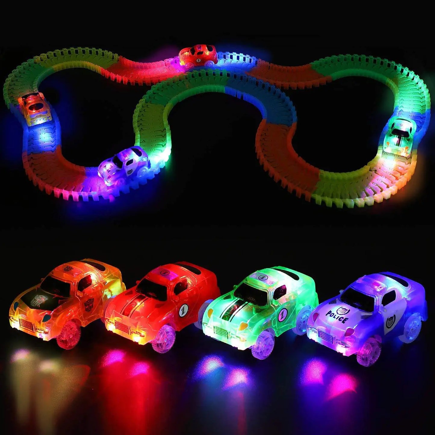 5.4Cm Magical Electronics LED Car Toys with Flashing Lights Educational Toys Electronics Glow Car Lights Glowing Racing Toy