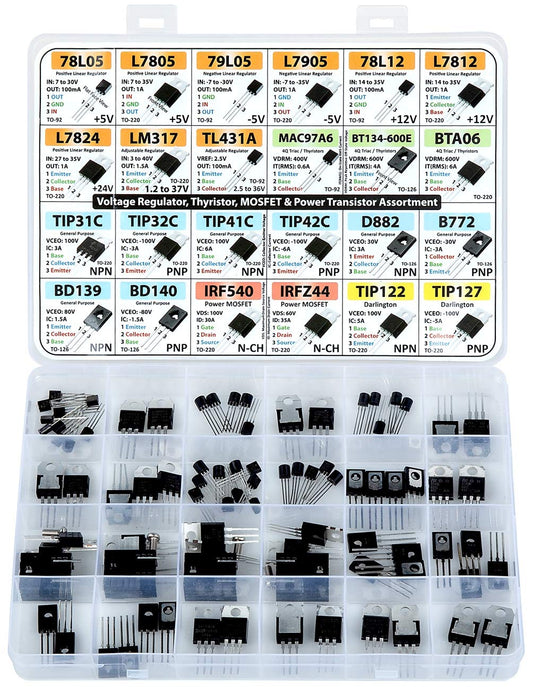 Power Transistor, Mosfet, Thyristor and Voltage Regulator Assortment Kit, 82 Pcs
