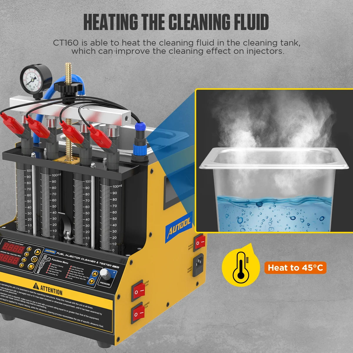 CT160 Automotive Injector Nozzle Cleaning Machine Fuel Injector Tester Heated Cleaning Machine Injectors Machine Clean