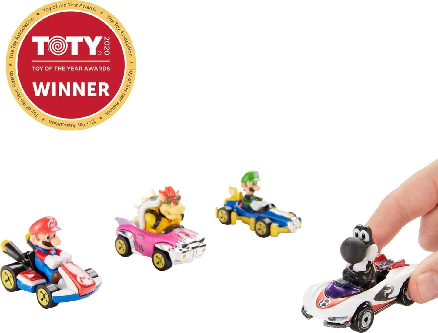 Mario Kart Set of 4 Die-Cast Toy Cars with Attached Character Drivers, Includes Black Yoshi (Amazon Exclusive)