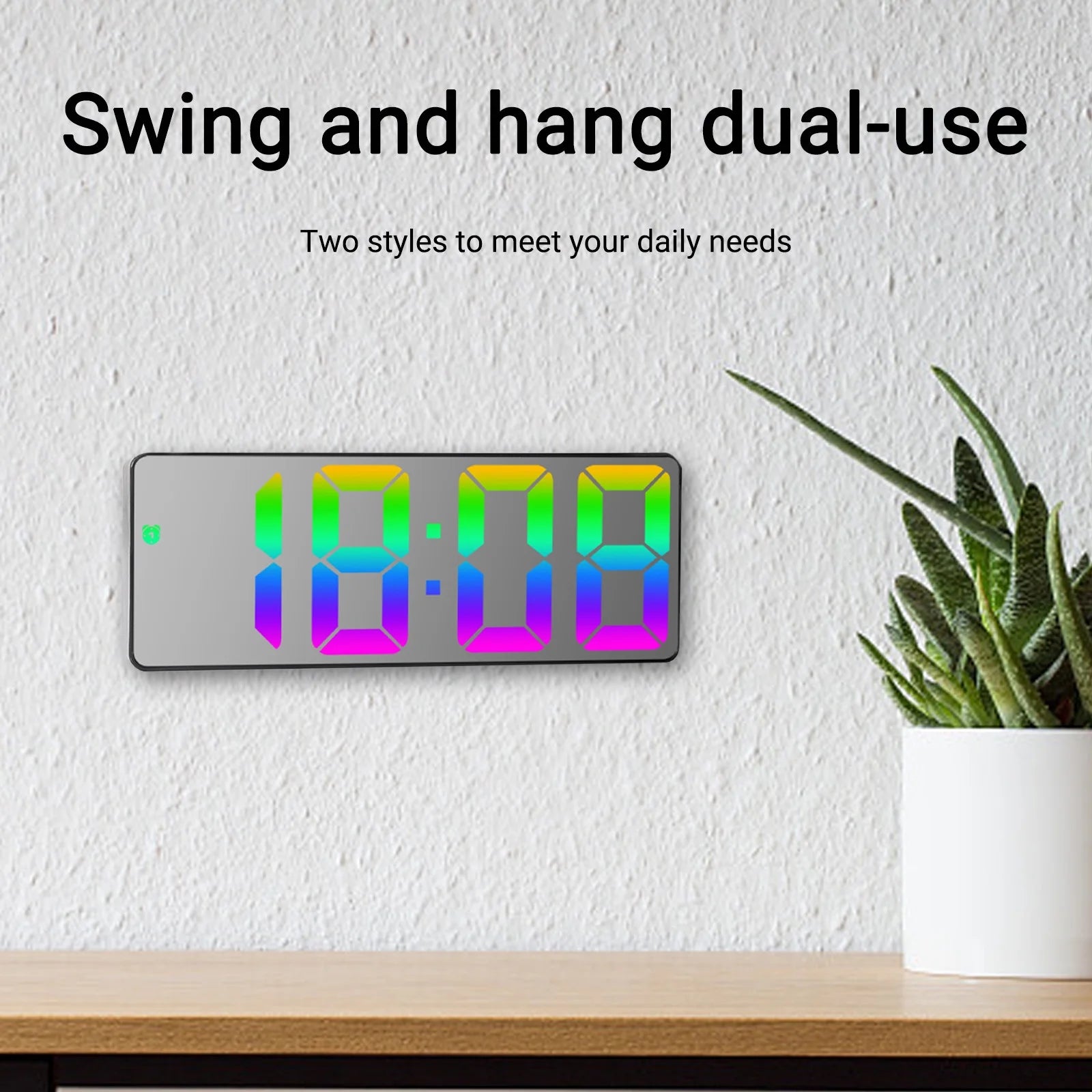 Big Holiday 50% Clear! Digital Alarm Clock with Alarm LED Bedroom Alarm Clocks Brightness Snooze USB Plug or Powered by Battery(Not Include) Gifts