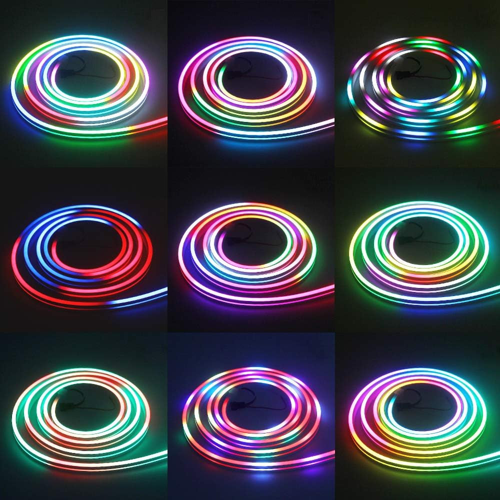 Addressable LED Strip Neon Light WS2811 Dream Color Rainbow Programmable Digital LED Pixels Lights 6.6Ft 216 Leds for DIY LED Neon Letters Bar Signs Art Wall 12V DC, No Power and Controller