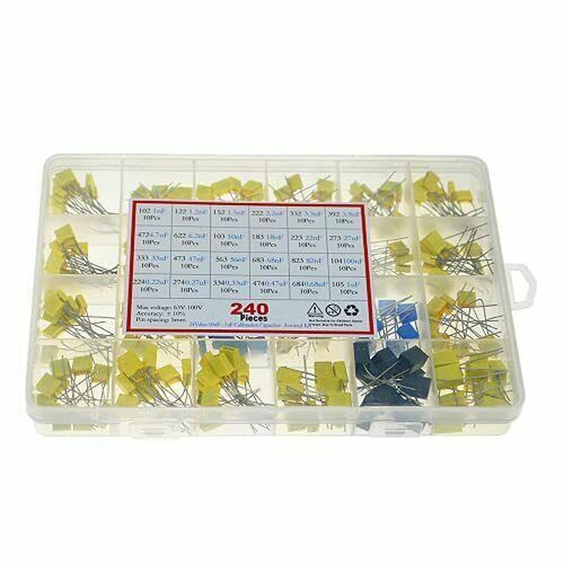 Molence 240PCS Film Box Capacitor Assortment Kit, 24 Values Metallized