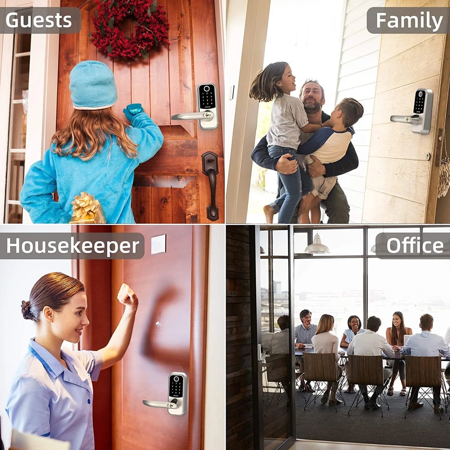 Smart Lock, Fingerprint Keyless Entry Locks with Touchscreen Keypad,Smart Lever Lock,Bluetooth Front Door Lock, Electronic Digital Deadbolt with Reversible Handle,Auto Lock,Free App,Ic Card