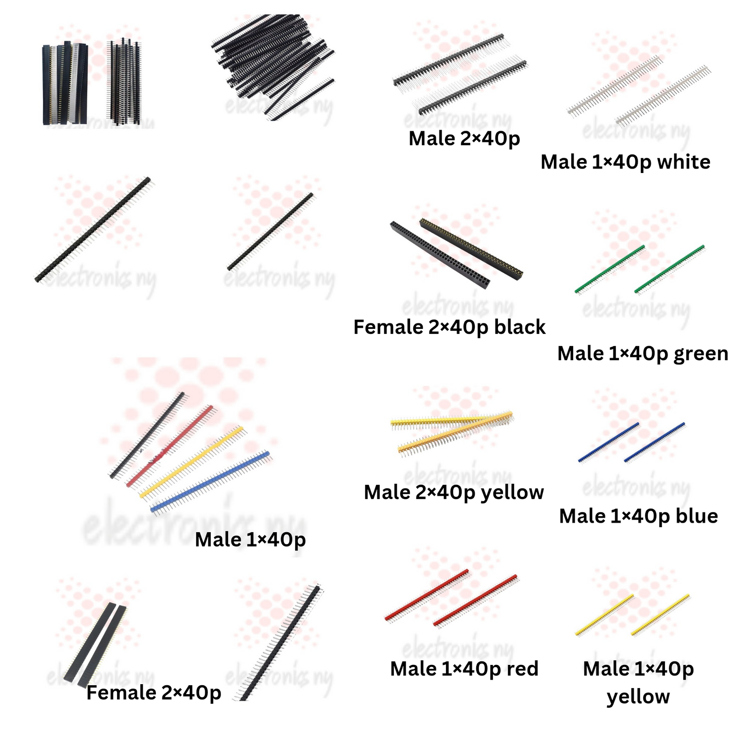 10Pcs Jst Connector Strip 40Pin 1X40 Single Row Male and Female 2.54 Breakable Pin Header Connector Strip for Arduino Black