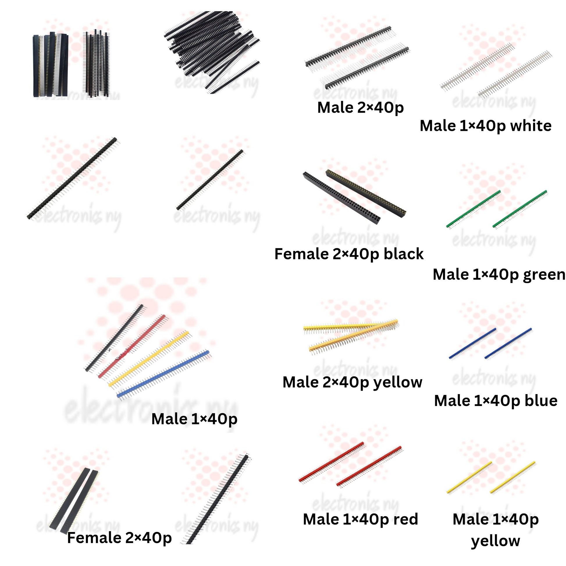 10Pcs Jst Connector Strip 40Pin 1X40 Single Row Male and Female 2.54 Breakable Pin Header Connector Strip for Arduino Black