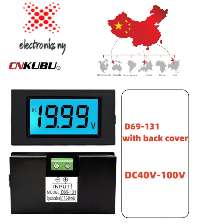 D69-131 DC Voltmeter Digital Display 12V24V48V72V Electric Vehicle Battery Test LCD Digital Meter Voltage Test Instrument