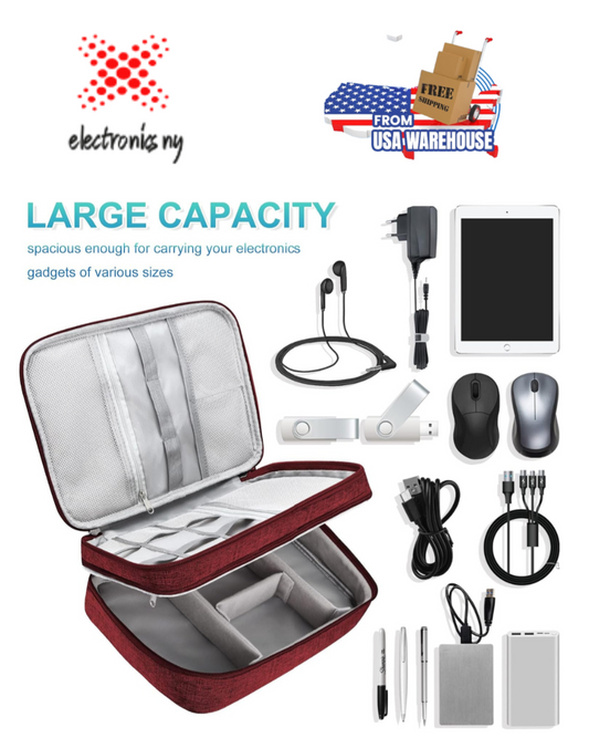 Electronic Organizer Travel Case,  Charger Organizer Cable Organizer Bag Cord Organizer Double Layers Electronics Travel Organizer for Chargers, Cords, Power Bank, Adapter, Mouse, Tablet, Phone