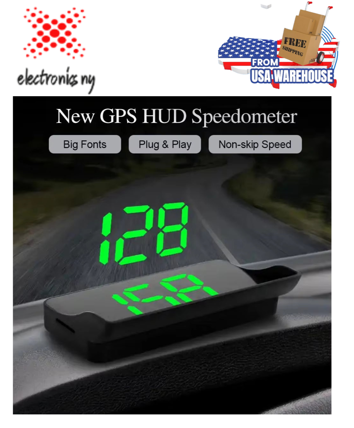 Car Head up Display Auto Electronics HUD Projector Display Digital GPS Digital Speedometer for All Car Electronics Accessories