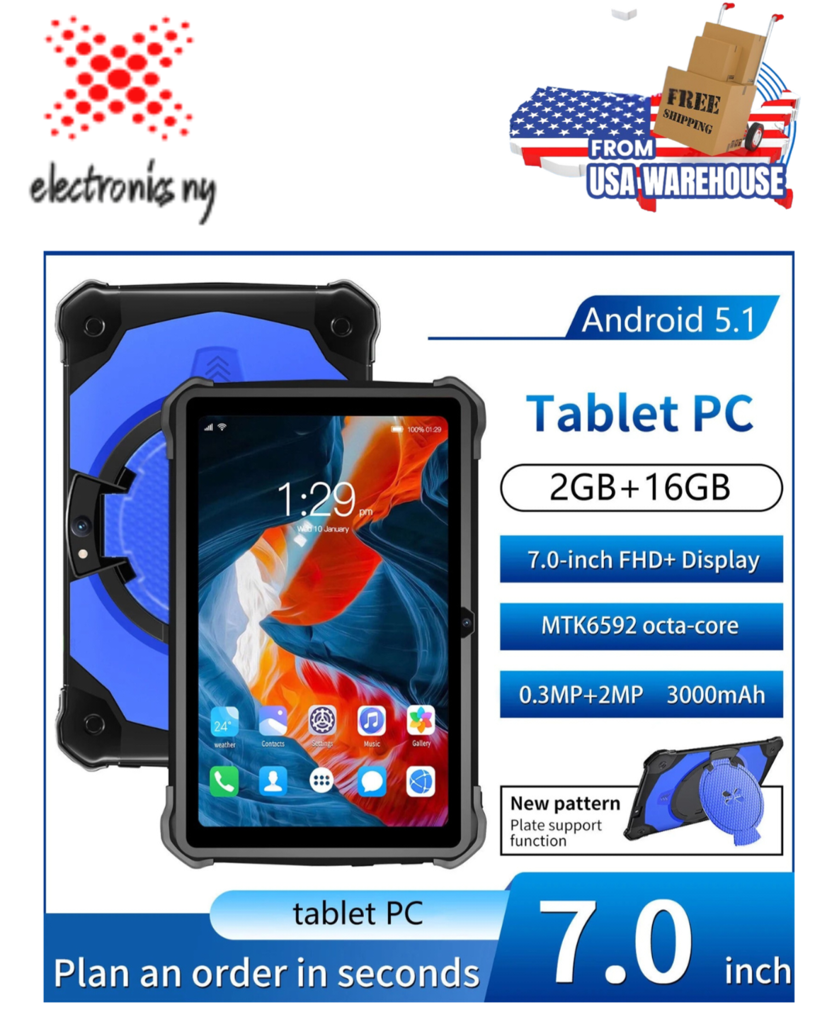 Big Holiday 50% Clear! HD 7 Inch Android Tablet IPS High Definition Screen Wifi Bluetooth Voice Call Game Video Learning Tablet SIM Card Communication Function Gifts