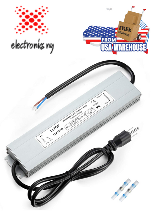 LED Power Supply 150 Watts  Waterproof IP67 LED Driver 100-264V AC to 12V DC 12.5A Low Voltage Transformer Converter Ultra Slim Power Adapter for Indoor Outdoor LED Lights