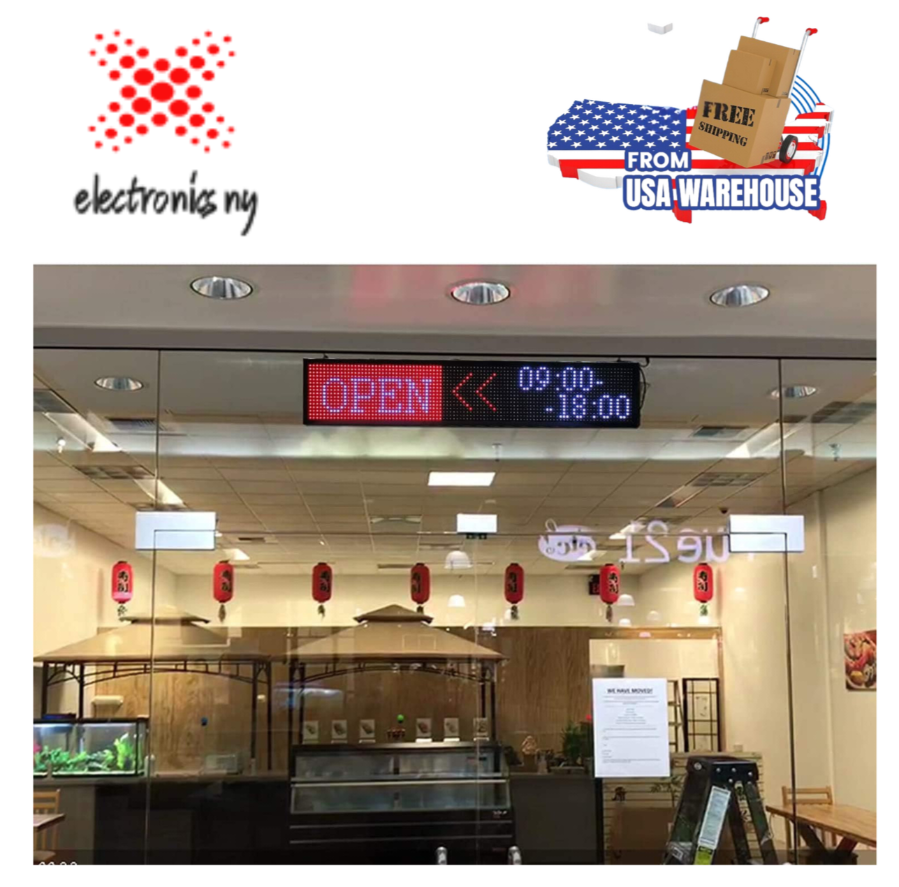 Programmable LED Sign P10 LED Display 39" X 7.5" Full Color Programmable Message Board with High Resolution LED Scrolling Display for Advertising