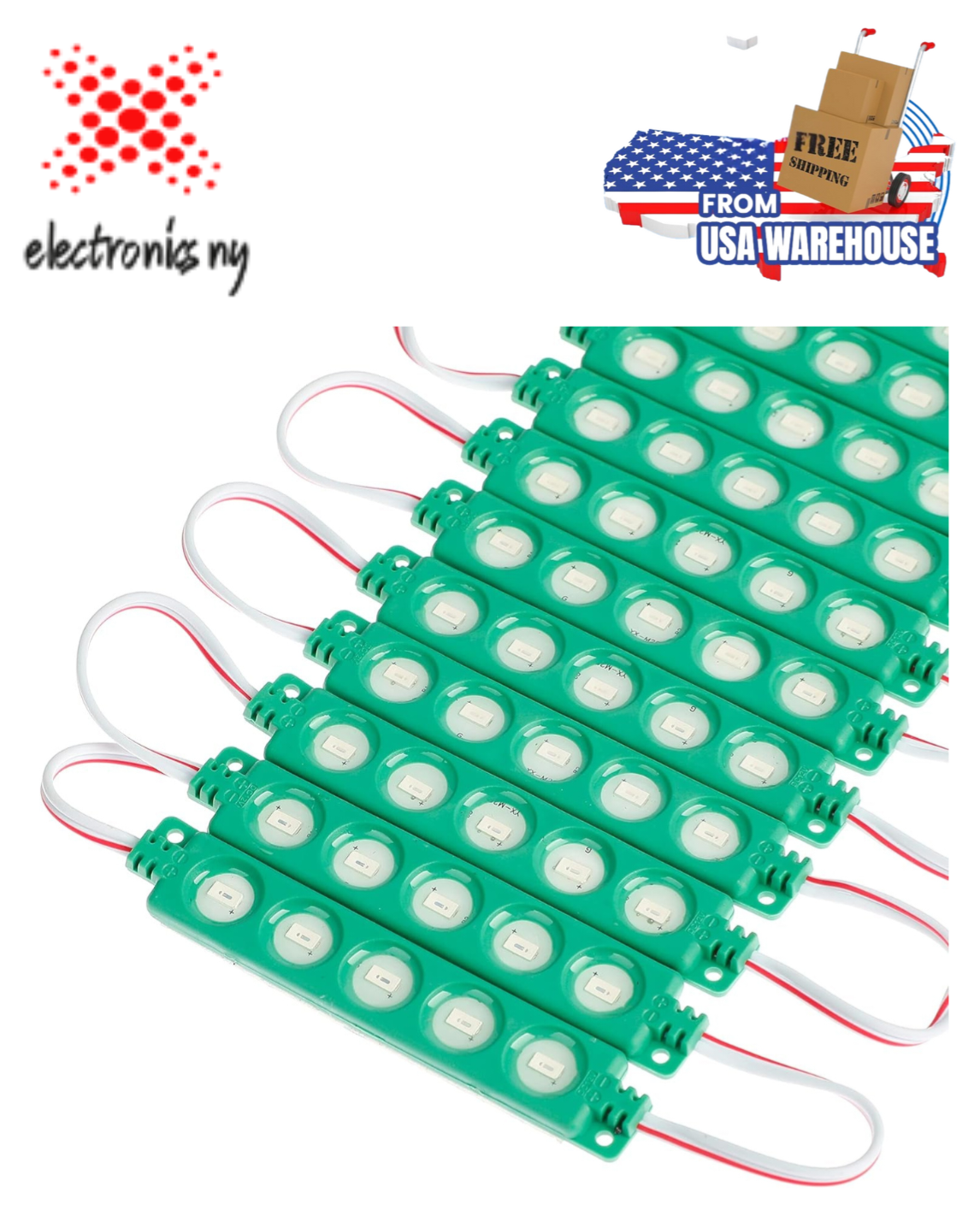 DC24V Green Injection LED Module 1.2W Waterproof Led Light Strip for Letter Advertising Signs with Tape Adhesive Backside (200Pcs Pack,Green, 24 Volt)