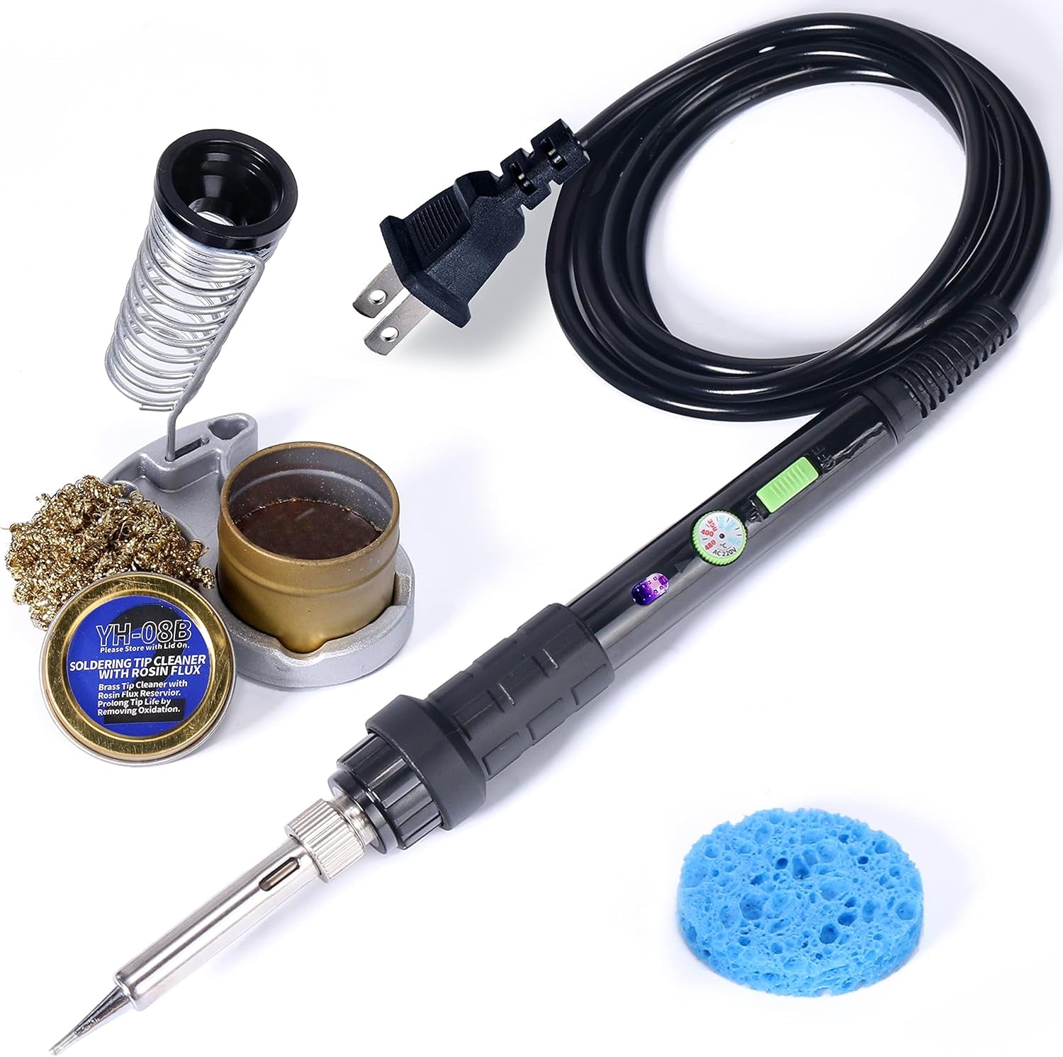 947-III Soldering Iron Kit with Temperature Stabilization, On-Off Switch: 60W Portable Soldering Iron Kit with Soldering Iron Holder, Tip Cleaner, Cleaning Sponge, 110V US Plug