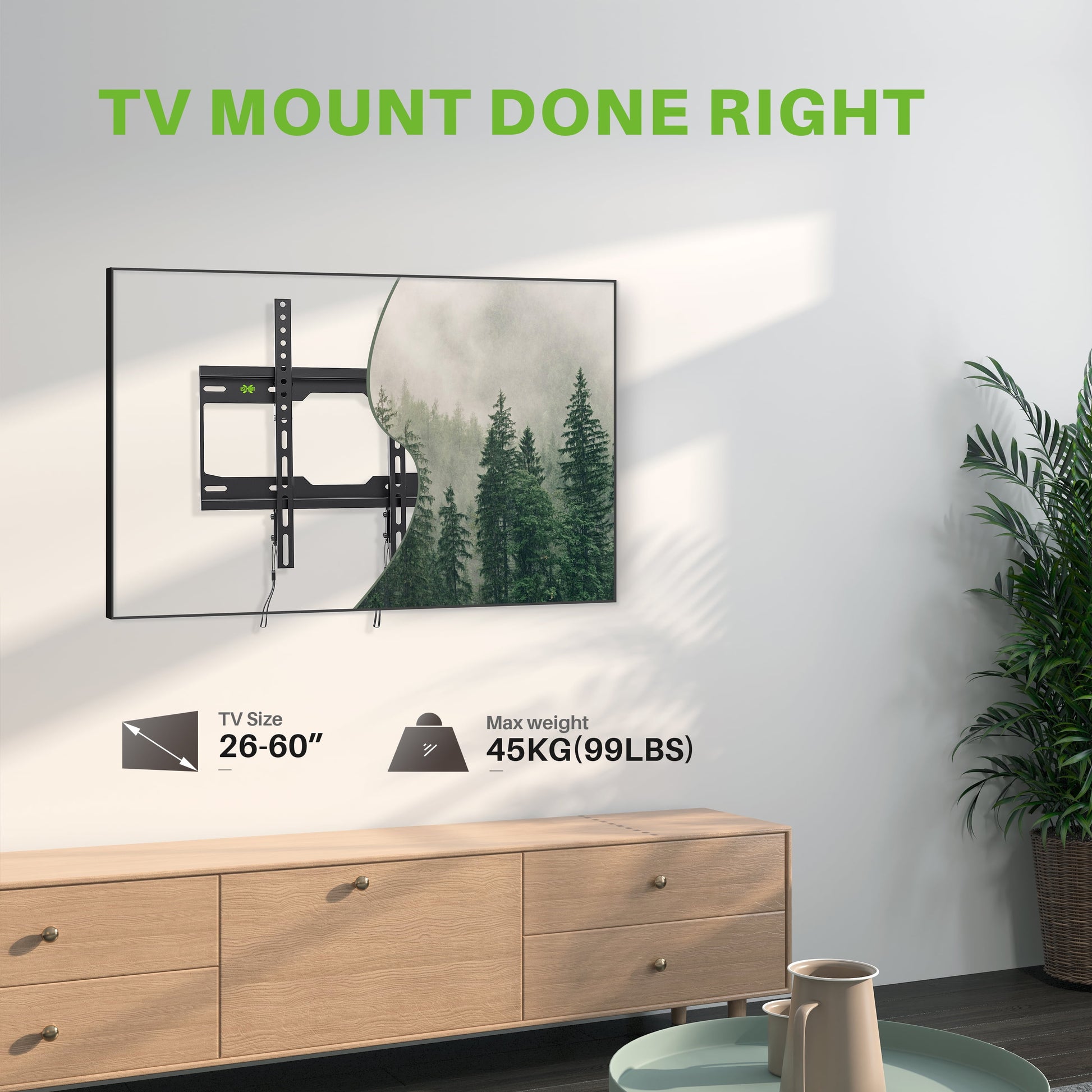 TV Mount Fixed for 26-60 Inch Tvs, TV Wall Mount TV Bracket VESA up to 400X400Mm and 99 LBS Loading Capacity, Low Profile and Space Saving