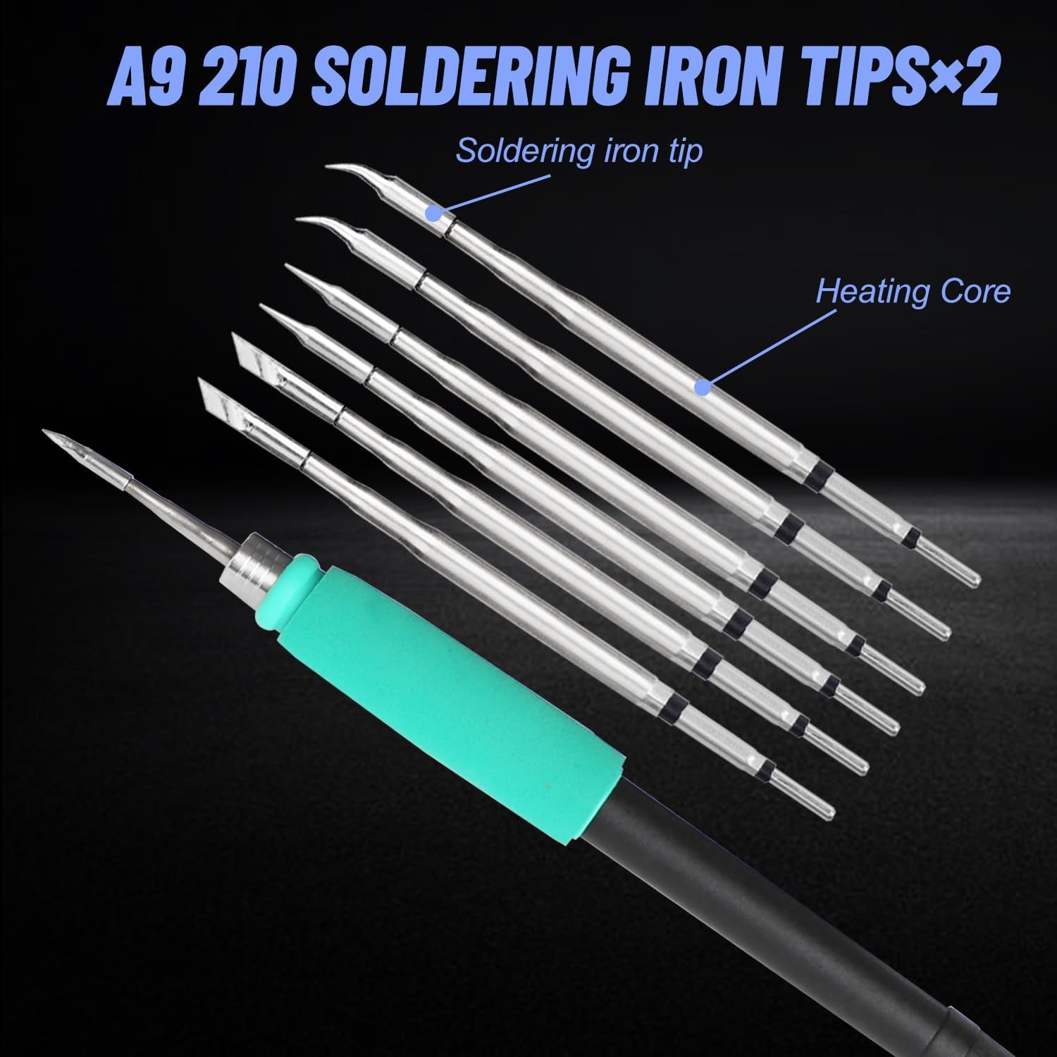 A9 Precision Soldering Station, Fast Heating to 716°F in 2 Seconds, 120W Soldering Iron Station Kit with 6 Soldering Iron Tip, 3 Preset Temperature，212-842℉, ℃/℉，Soldering Iron Replacement Rack