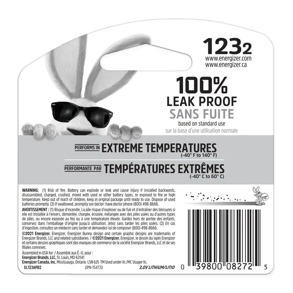 123 Lithium Batteries (2-Pack), 3V Photo Batteries