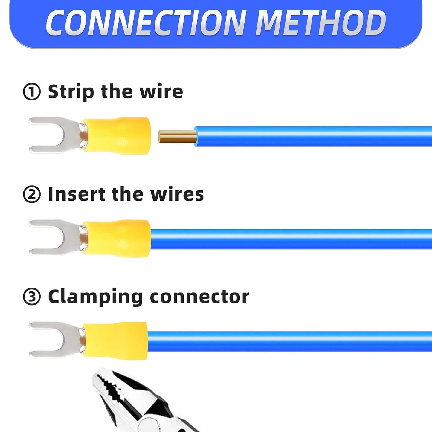 300 Pcs 22-16 16-14 12-10 AWG Insulated Fork Spade U-Type Wire Connector Electrical Crimp Terminal