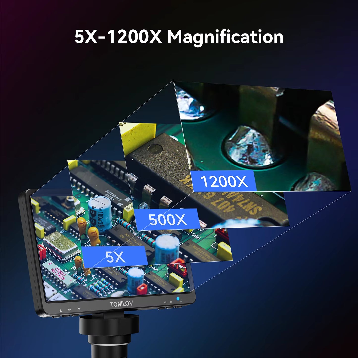 1200X Digital Microscope 1080P LCD, Video Soldering Camera for Electronics/Coin Inspection, HDMI Output with Stand for PC