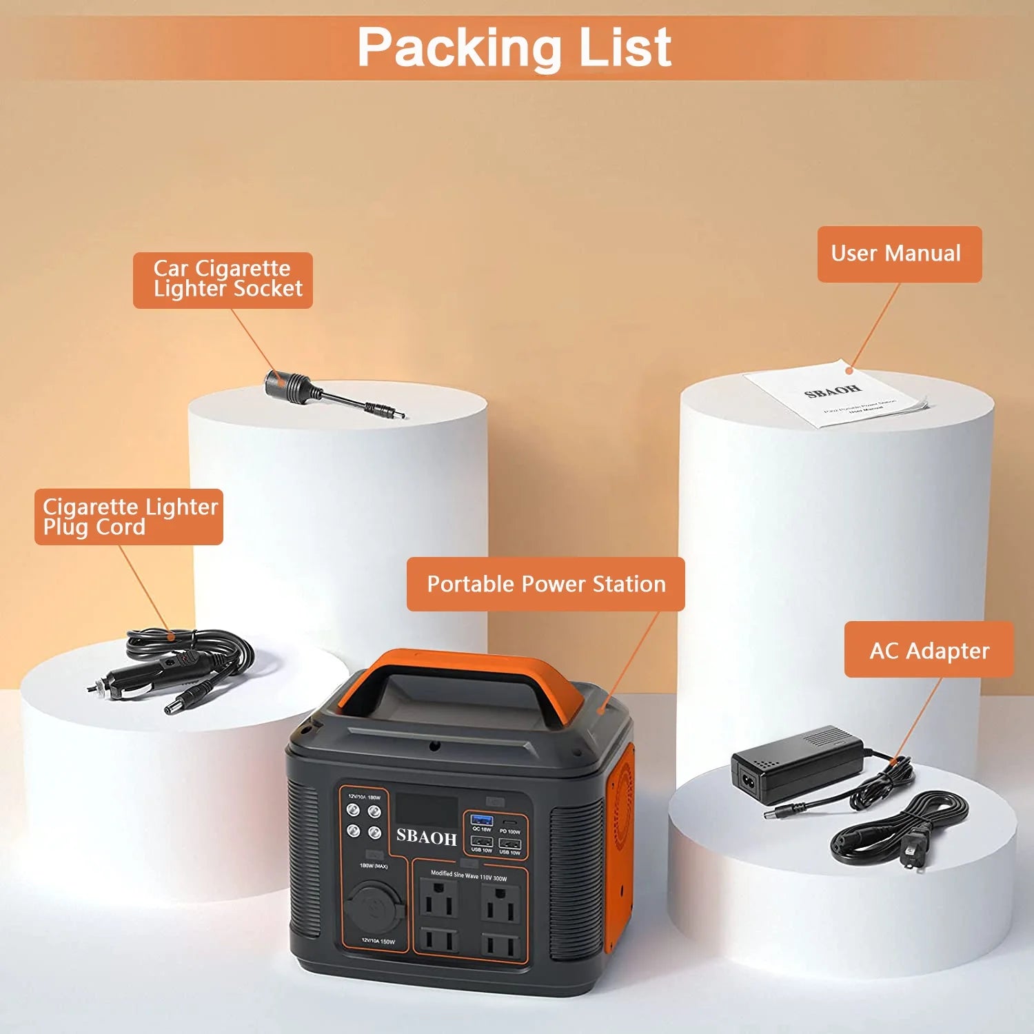 Portable Power Station P302,296Wh Lithium Battery Generator Solar with 300W AC Outlets for Outdoor Camping RV Home