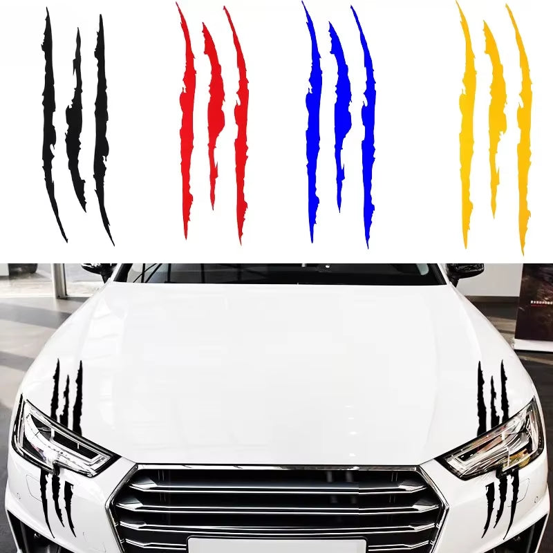 2PCS Car Headlights Monster Claw Sticker Decorative Dinosaur Raptor Claw Scratch Car Sticker Car Headlights Sticker.