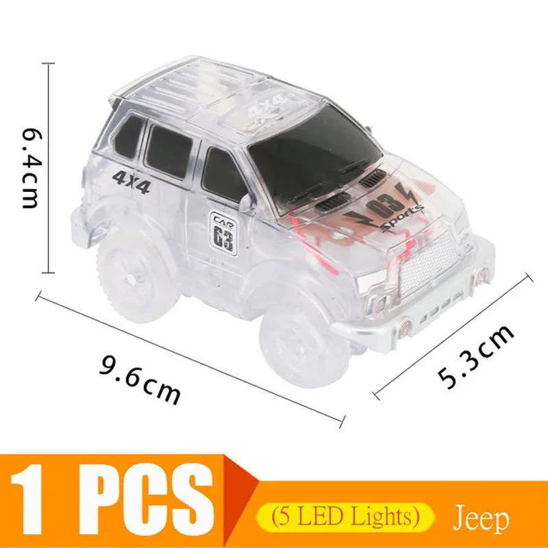 5.4Cm Magical Electronics LED Car Toys with Flashing Lights Educational Toys Electronics Glow Car Lights Glowing Racing Toy