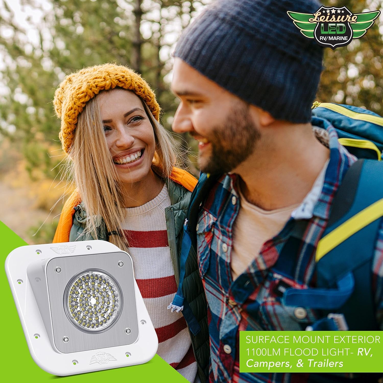 RV Exterior Surface Mount Flood Porch Utility Light - White 12V 1100 Lumen Lighting Fixture Replacement Lighting for Weekend Warrior Rvs, Trailers, Campers, 5Th Wheels