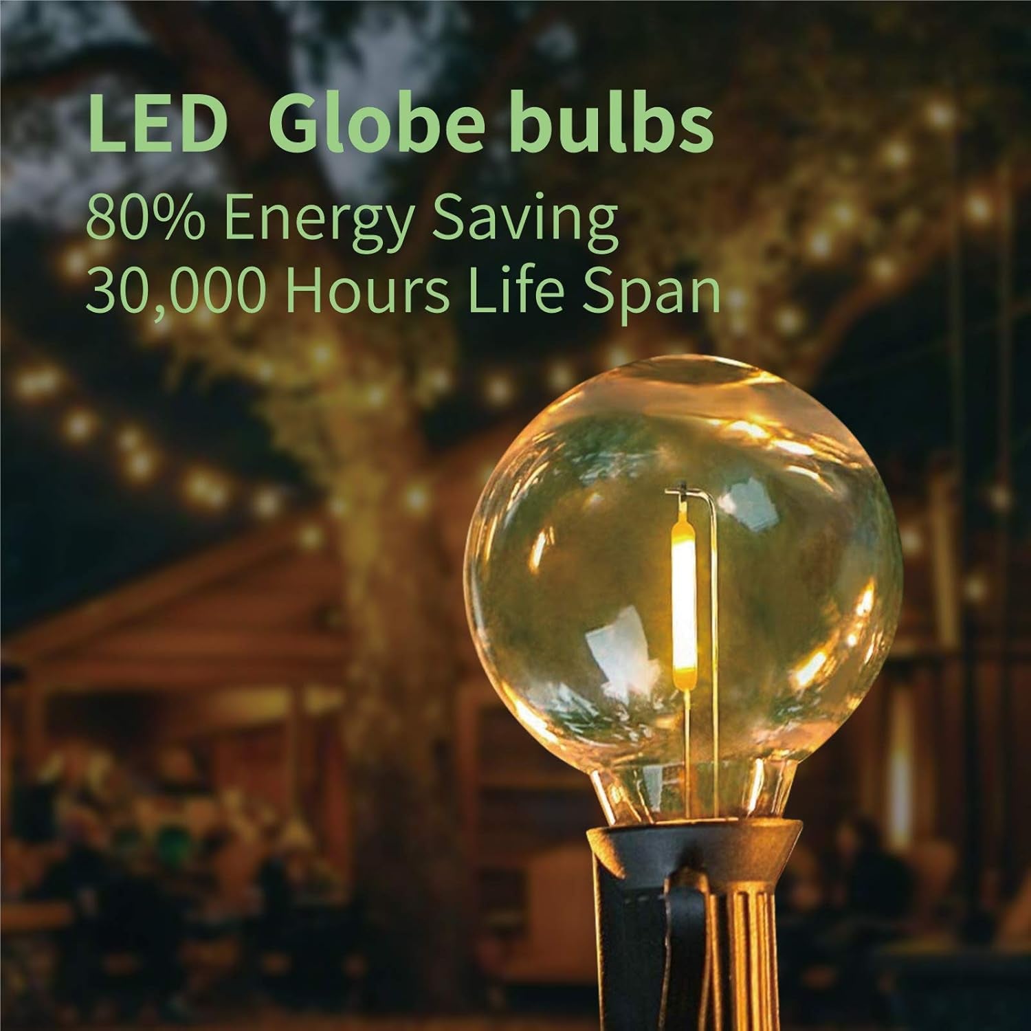 G40 Led Replacement Light Bulbs, E12 Screw Base Shatterproof Globe Bulbs for Outdoor String Lights, 1Watt Equvalent to 5 Watt Incandescent Bulbs,Warm White, 25Pack