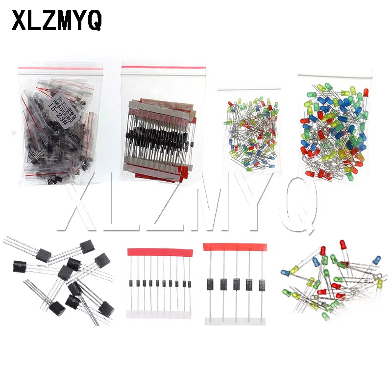 Electronic Components Kits Metal Film Resistor Assortment Kit Led Diodes Electrolytic Capacitor Ceramic Set Transistor Pack Diy