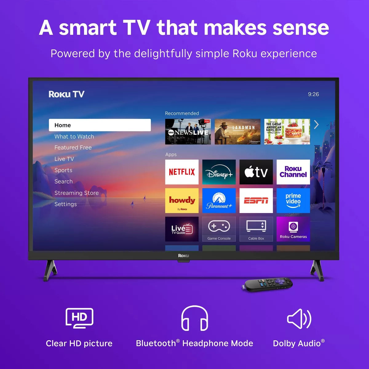 Roku 32" Select Series 720P HD Smart Roku TV with Roku TV Remote