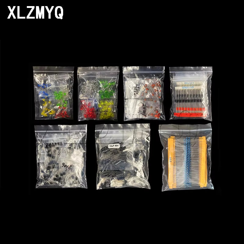 Electronic Components Kits Metal Film Resistor Assortment Kit Led Diodes Electrolytic Capacitor Ceramic Set Transistor Pack Diy