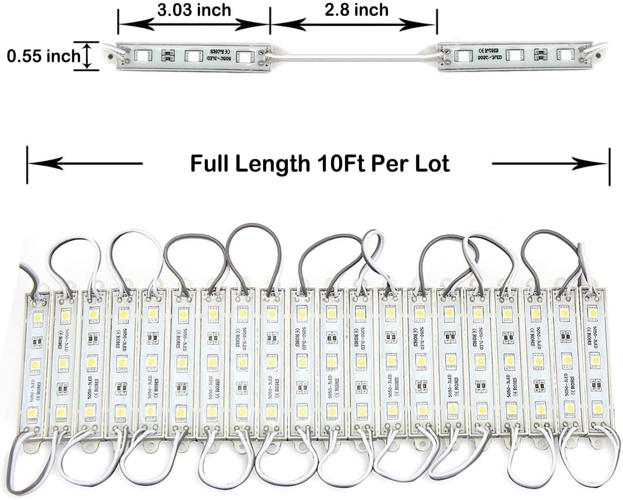 Storefront Lights 3 Led 40PCS 5050 LED Module Lights Waterproof LED Window Lights Super Bright Decorative Lights with Tape Adhesive for Store Advertising Signs 20FT (2 Pack) (White)