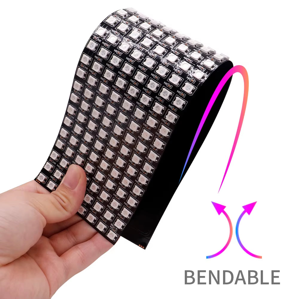 1-10Pcs WS2812B 5050 RGB Flexible 8X8 16X16 8X32Leds Pixel Matrix Screen Panel WS2812 Individually Addressable IC Strip Light 5V