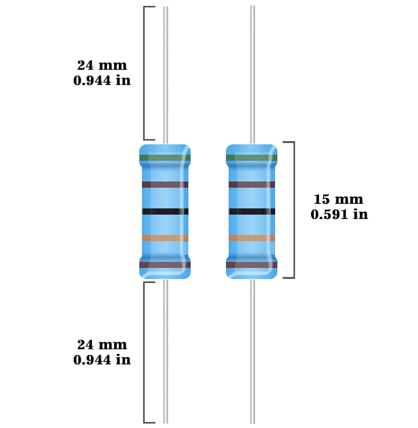 25 Values 2W Metal Film Resistor Kit from 1 Ohm to 1M Ohm 2 Watt 1% Resistors