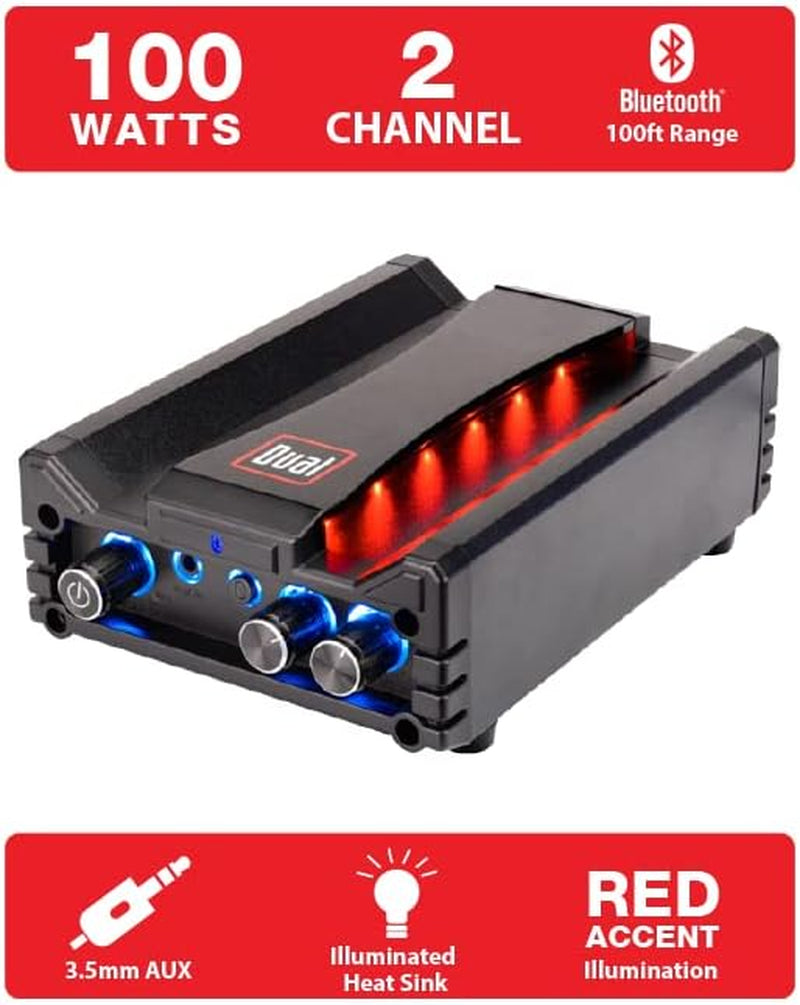 LU43PB 3-Way High Performance Outdoor Indoor Speakers with Powerful Bass &  DBTMA100 Micro Wireless Bluetooth 2 Channel Stereo Class-D Amplifier