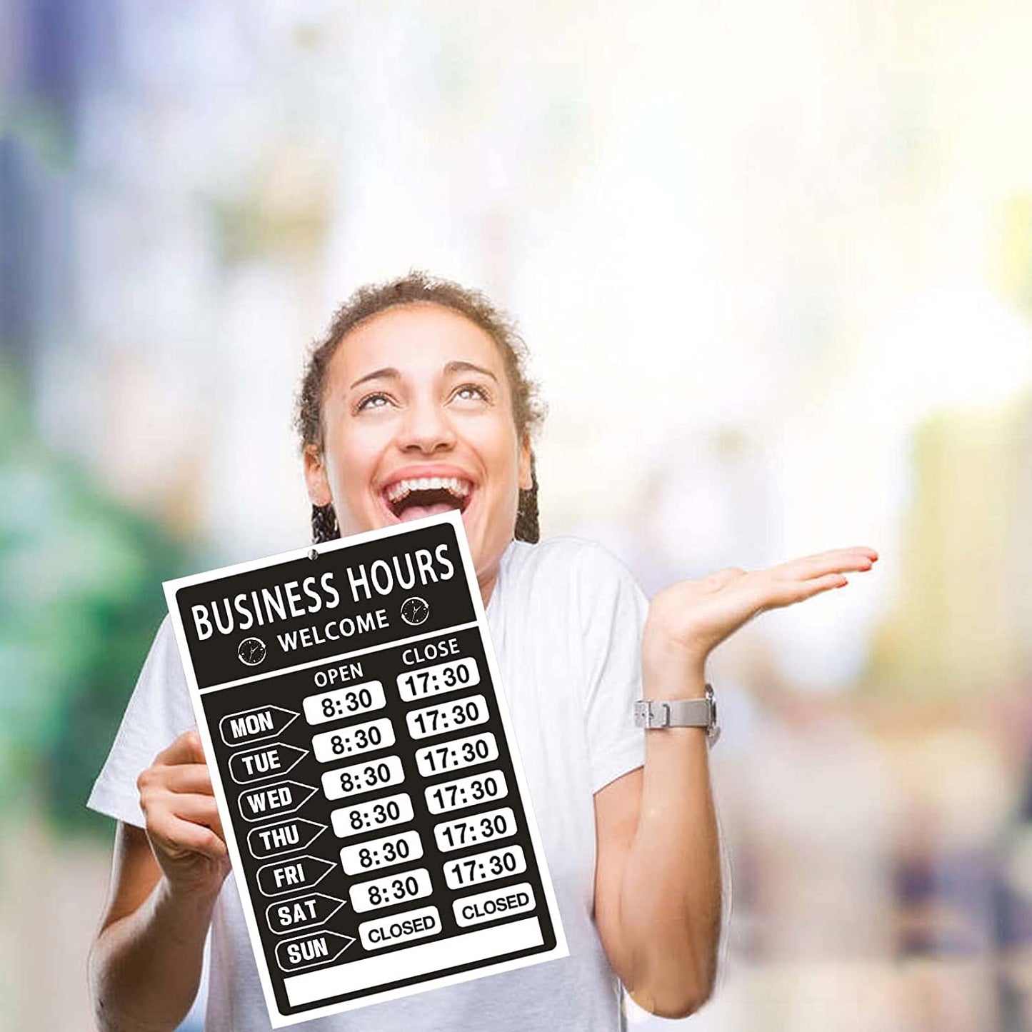 Business Hours Sign,Opening Hour Sign Kit,Changeable Store Hours Sign,Hours of Operation Signs for Business,Open Sign with Hours,Ideal Signs for Any Business,Store or Office（Pvc,8”X 12”）