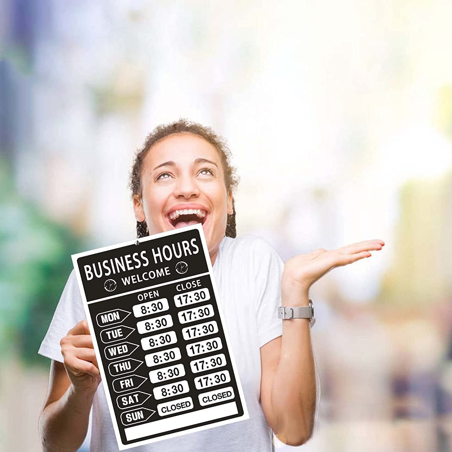 Business Hours Sign,Opening Hour Sign Kit,Changeable Store Hours Sign,Hours of Operation Signs for Business,Open Sign with Hours,Ideal Signs for Any Business,Store or Office（Pvc,8”X 12”）