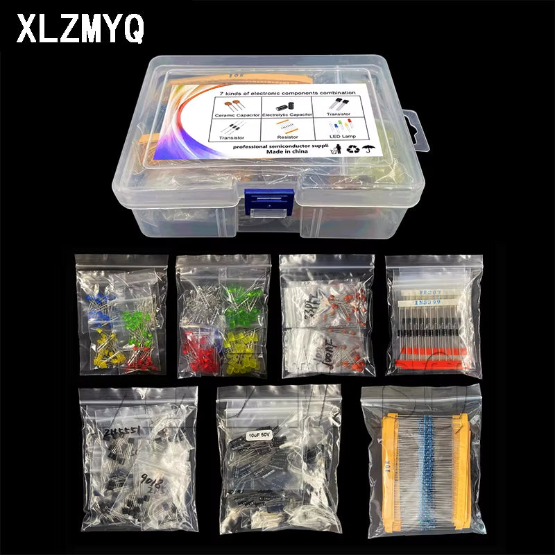 Electronic Components Kits Metal Film Resistor Assortment Kit Led Diodes Electrolytic Capacitor Ceramic Set Transistor Pack Diy