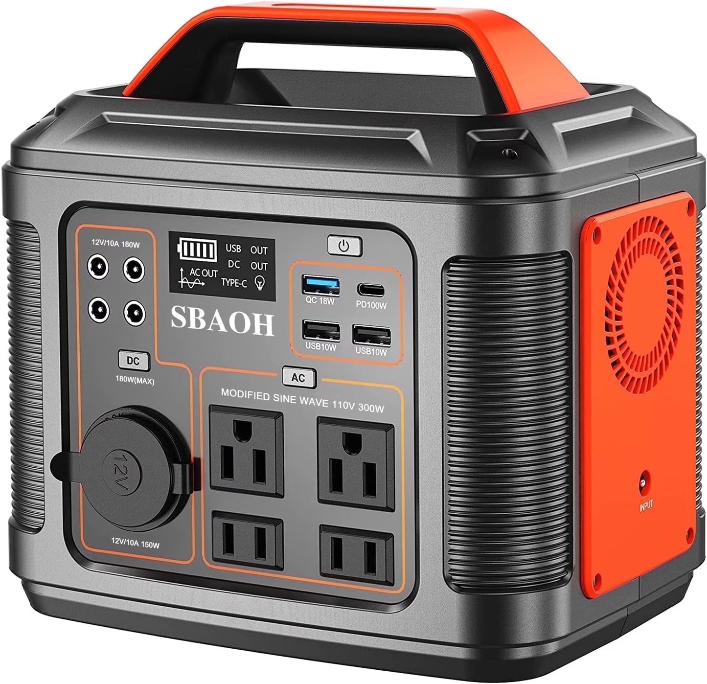 Portable Power Station P302,296Wh Lithium Battery Generator Solar with 300W AC Outlets for Outdoor Camping RV Home