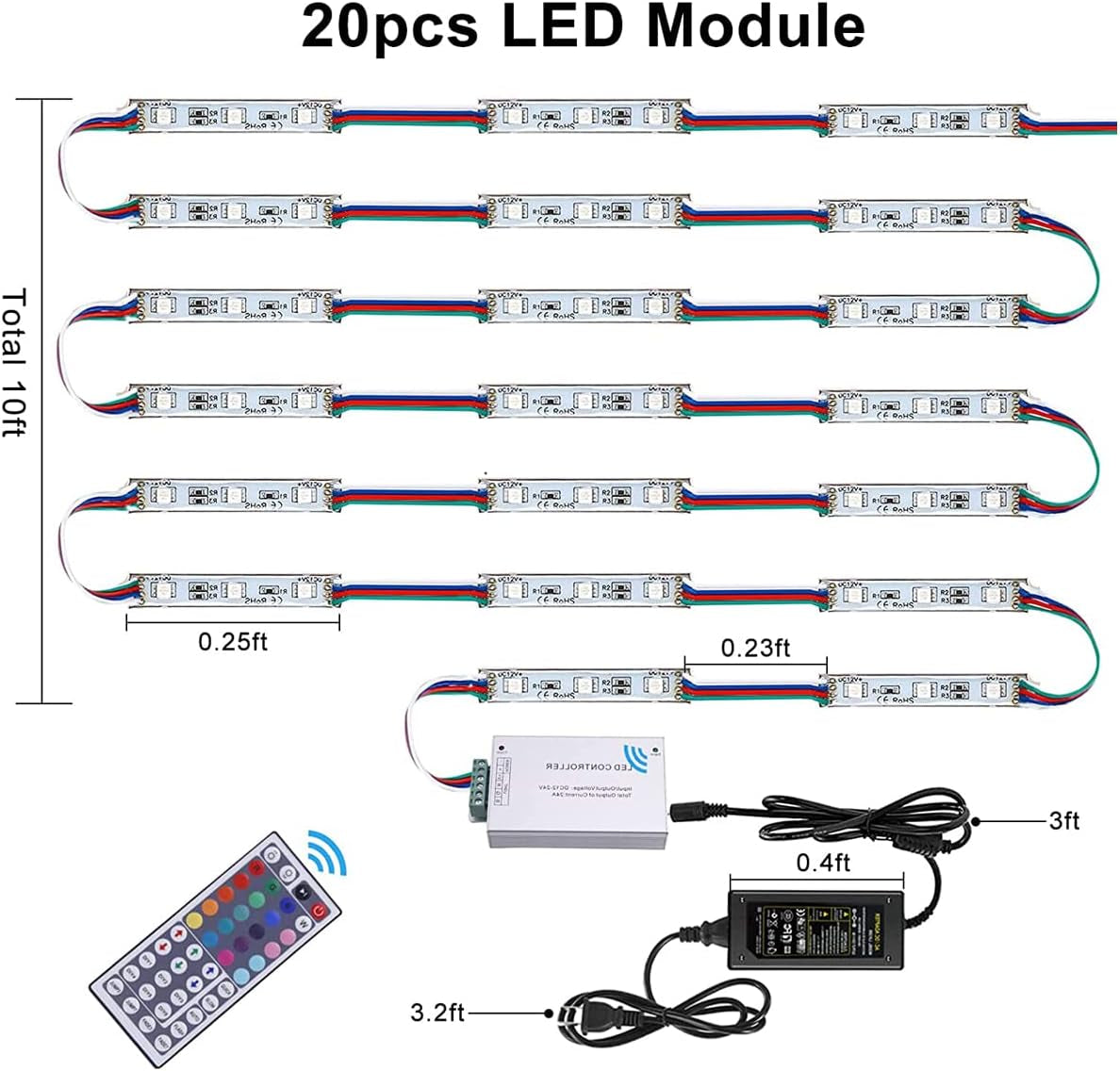 LED Storefront Lights for Business Waterproof Decorative Light for Advertising Letter Signs 4 Set 5050 SMD Window Strip 40Ft 80 Pieces LED Module Lights