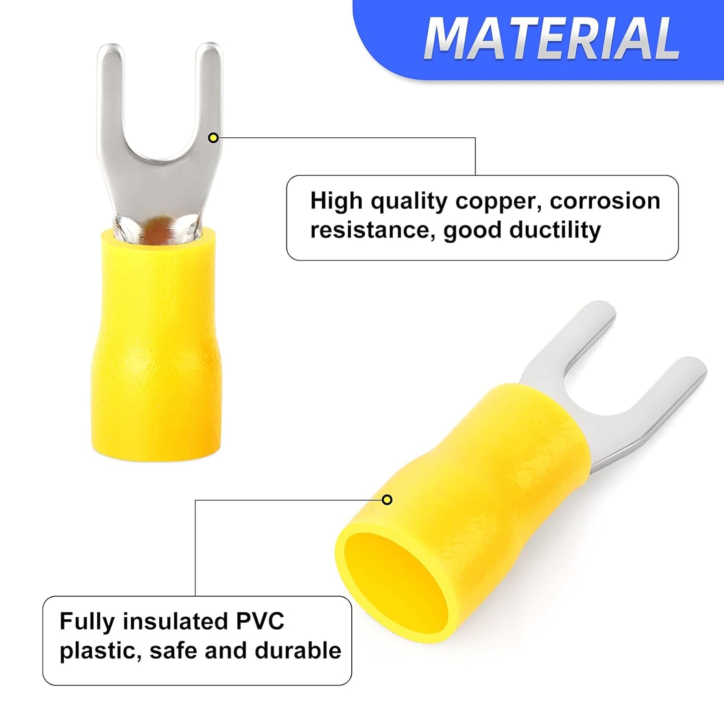 300 Pcs 22-16 16-14 12-10 AWG Insulated Fork Spade U-Type Wire Connector Electrical Crimp Terminal
