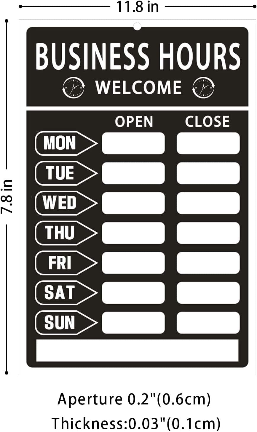 Business Hours Sign,Opening Hour Sign Kit,Changeable Store Hours Sign,Hours of Operation Signs for Business,Open Sign with Hours,Ideal Signs for Any Business,Store or Office（Pvc,8”X 12”）
