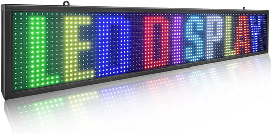 Programmable LED Sign P10 LED Display 39" X 7.5" Full Color Programmable Message Board with High Resolution LED Scrolling Display for Advertising