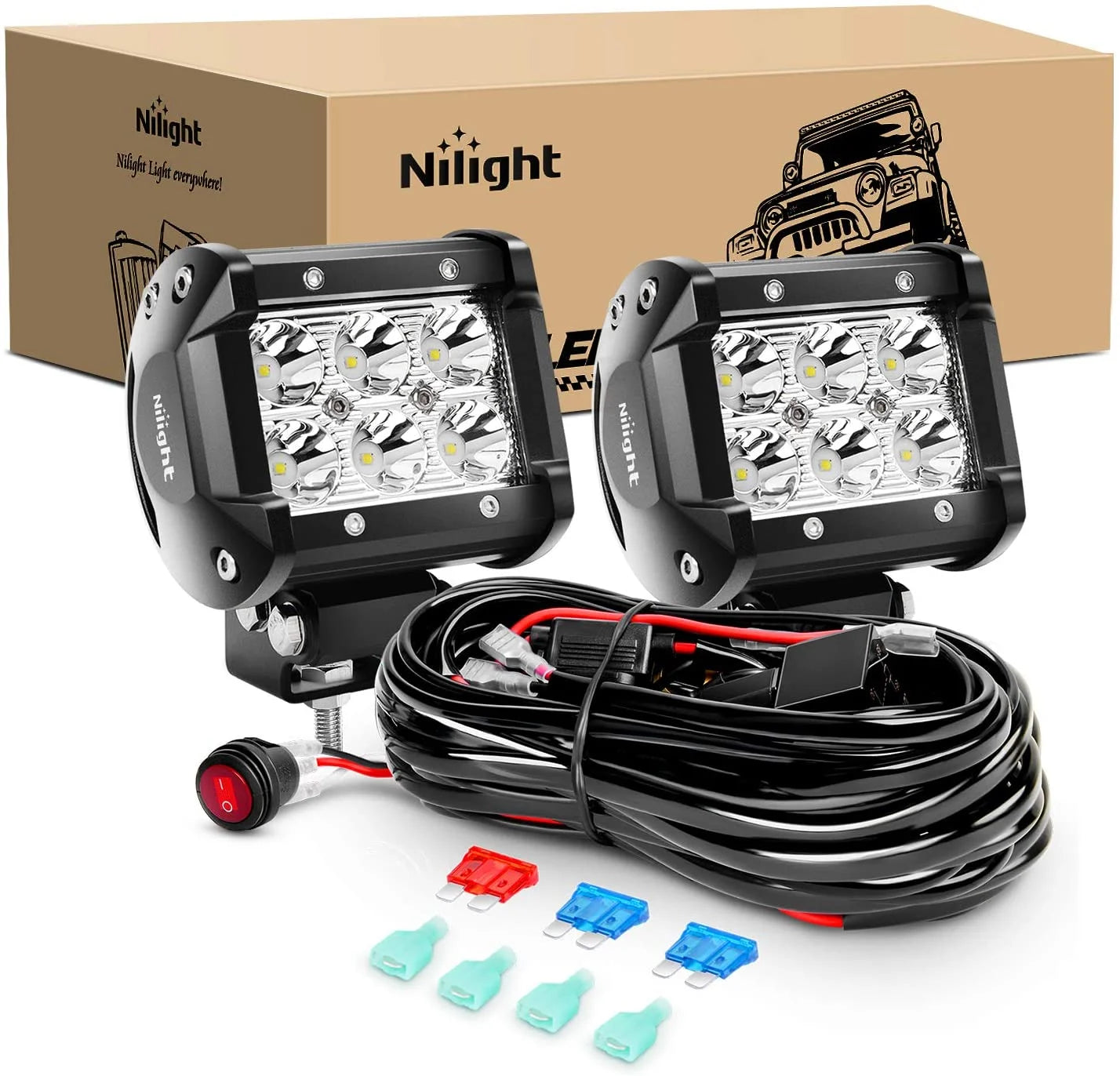 4Inch 18W LED Light Bar off Road Light Bar Fits Jeep 2 Pieces